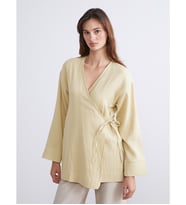 LCWAIKIKI Classic Haki Kruvaze Yaka Dokulu Kadın Kimono