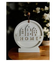 Home Yazılı Ev Duvar Dekoru, Beyaz Renk Yüksek Kaliteli Malzeme El Yapımı Dekoratif Yuvarlak Duvar Obje, Hediyelik Dekoratif Duvar Dekoru, Ev Dekoru, Duvar Dekoru, Yılbaşı Çelengi