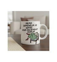 Yalnız Demeyelim de Kafası Kaldırmıyor Diyelim Hisli Sözler Tasarımlı Porselen Kupa Bardak Mug (Beyaz)