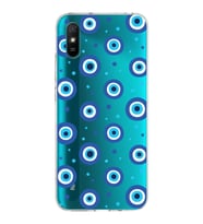 PrintiFy Xiaomi Redmi 9A ile Uyumlu 1mm Slim Fit Nazar Boncuğu 1 Baskılı Şeffaf  Kılıf
