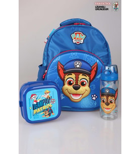 YENİ SEZON LİSANSLI PAW PATROL OKULDA MACERA KOLEKSİYONU OKUL ÇANTASI,MATARA VE BESLENME KABI OKUL SETİ (Mavi)