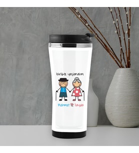 Birlikte Yaşlanalım İsme Özel Termos Mug (Beyaz)