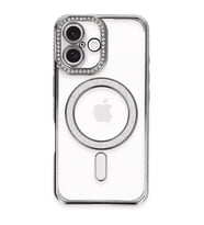İphone 16 Kılıf Joke Simli Magneticsafe Kılıf - Gri