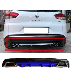Renault Clio Mk4 SportTourer SW Mavi Difüzör Çiftli Kare Egzoz Görünümlü D Tip Difizör 2012-2019