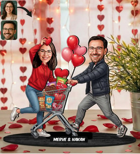 BK Gift Kişiye Özel Sevgili Karikatürlü Ahşap Biblo -22, Fotoğraftan Karikatür, Sevgililer Günü Hediyesi, Ev Hediyesi