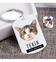BK Gift Kişiye Özel Evcil Dost Kedi Pleksi Künye (Beyaz)