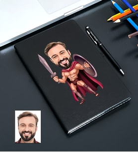 Kişiye Özel Gladyatör Savaşçı Tasarımlı Karikatürlü Siyah Defter Kalem Seti 95