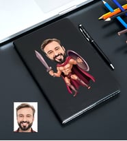 Kişiye Özel Gladyatör Savaşçı Tasarımlı Karikatürlü Siyah Defter Kalem Seti 95