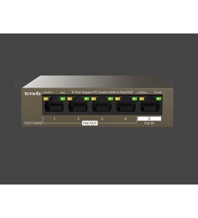 Tenda TEG1105PD 5 Port 4 Port Poe+ 1 Port Poe+ İN 10-100-1000 Switch Çelik Kasa Rack Mount