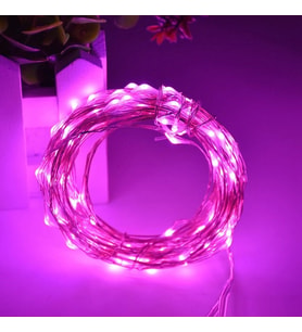 DEKOR DÜĞÜN IŞIKLARI PEMBE PİLLİ LED IŞIK PEMBE 10 METRE LED IŞIK PEMBE PİLLİ IŞIK PİNK LED LİGHT