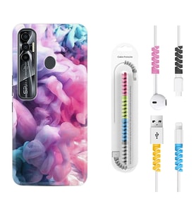 Tecno Spark 6 6 Go 8C 8 Pro 7 7 Pro Kılıf Kablo Koruma Spiral Silikon Pink Cloud 1305
