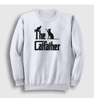 Presmono Unisex Beyaz The Catfather Hediye Kedi Babası Sweatshirt 534508tt (Beyaz)