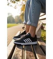 Enoch Kadın Spor Ayakkabı Şeritli Kauçuk Görünümlü Tabanlı Casual Sneaker