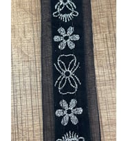 SİYAH SİMLİ İŞLEME ŞERİT GÜPÜR BORDÜR EN 4 CM (1 METRE)