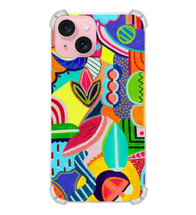 PrintiFy Apple iPhone 15 Uyumlu Retro Color 6 Baskılı Şeffaf Köşe Korumalı Antişok Kılıf