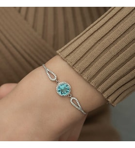 Gümüş Aquamarine Bayan Bileklik