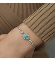 Gümüş Aquamarine Bayan Bileklik