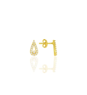 Gümüş altın yaldızlı zirkon taşlı damla küpe SGTL11854GOLD