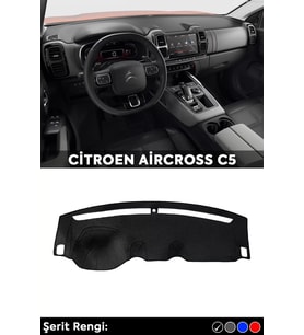 Cıtroen C5 Aırcross (2018-2021) 3d Torpido Koruma Kılıfı - Ön Göğüs Kaplama - Siyah Şerit