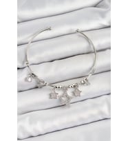 Pirinç Zirkon Taşlı Yıldız Model Gümüş Renk Charm Bileklik 5886 - SSSSSS1393-1822