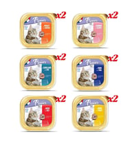 Plaisir 12'li Süper Karışık Kedi Yaş Maması Paketi 12 x 100 gr