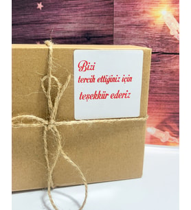 Bizi Tercih Ettiğiniz İçin Teşekkür Ederiz 6x6 cm Yapışkanlı Etiket 100 Adet