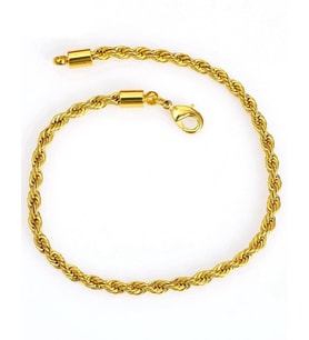 İnce Gold Renk Halat Model Burgulu Unisex Çelik Bileklik eck28bi (Sarı)