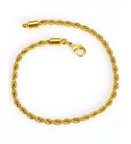 İnce Gold Renk Halat Model Burgulu Unisex Çelik Bileklik eck28bi (Sarı)
