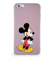 Apple iPhone 6S Plus Soft Premier Kapak Mickey Mouse-D Tasarımlı Silikon Kılıf - Pudra (Şeffaf)