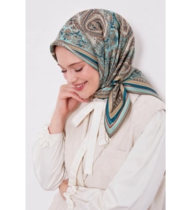 Lesscarves Pamuk İpek Eşarp Etnik Desenli LS2205