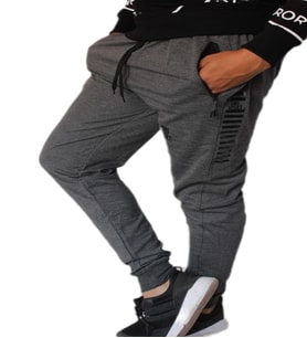 ZNG SPORT BASKILI MANŞETLİ KOYU GRİ ERKEK EŞOFMAN ALTI