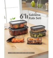6'lı Set Erzak Saklama Kabı Seti BPA Free Erzak Kabı Bakliyat Saklama Kapları Buzdolabı Kabı