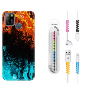 INFINIX Smart 4 5 6 Zero 8 S5 Pro Kılıf Kablo Koruma Spiral Silikon Orange Blue Color 1665
