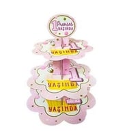 1 Yaş Kız Karton Cupcake Kek Standı 3 Katlı-
