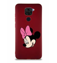 Xiaomi Redmi Note 9 Soft Premier Kapak Minnie Mouse-B Tasarımlı Silikon Kılıf - Mürdüm (Şeffaf)