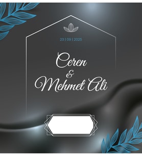 Nikah Nişan Düğün Davetiyesi Kare İkiz İp Bağlamalı 5005