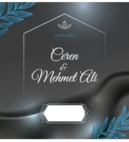 Nikah Nişan Düğün Davetiyesi Kare İkiz İp Bağlamalı 5005