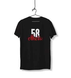 Ellisekiz 58 Yazılı Sivas Temalı Unisex Siyah Sıfır Yaka Tişört