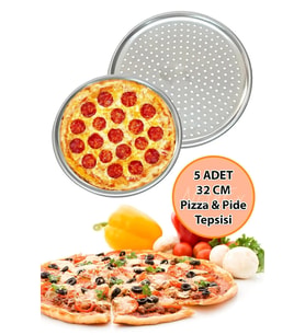 Nishev Premium 32cm Delikli Pizza, Lahmacun & Pide Tepsisi Seti – 5 Parça