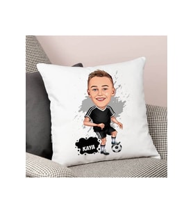 Futbol Aşığı Çocuk Karikatürlü Yastık