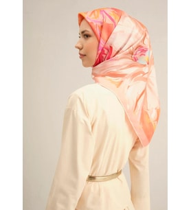 Armine Sura İpek Eşarp 9337 - 82 Pembe Karışık Desen