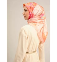 Armine Sura İpek Eşarp 9337 - 82 Pembe Karışık Desen