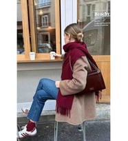 Kadın Özel Karışımlı Akrilik Atkı Şal (Bordo)