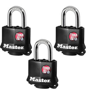 Master Lock Asma Kilit 311Tri Anahtarlı, Siyah, 3 Adet