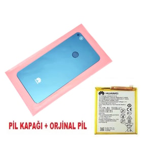 Tkgz Huawei Uyumlu P9 Lite 2017 Arka Pil Batarya Kapağı + PİL (CAM) MAVİ