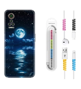 General Mobile GM 21 Pro GM 22 Pro Plus Kılıf Kablo Koruma Spiral Silikon Night Moon 1133
