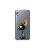 Samsung Galaxy A10 ile Uyumlu Splash Kedi Tasarımlı Şeffaf Silikon Kılıf