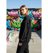 Kadın Bisiklet Yaka Düşük Kol Oversize Karyoka Dikişli Sweatshirt Fonksiyonel Dayanıklı Şık