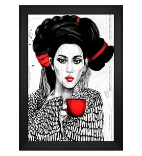 Kadın Motifli Kanvas Tablo 80 x 110 cm Siyah Çerçeve