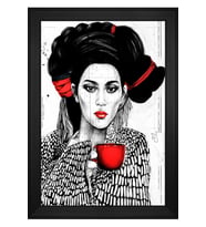 Kadın Motifli Kanvas Tablo 80 x 110 cm Siyah Çerçeve